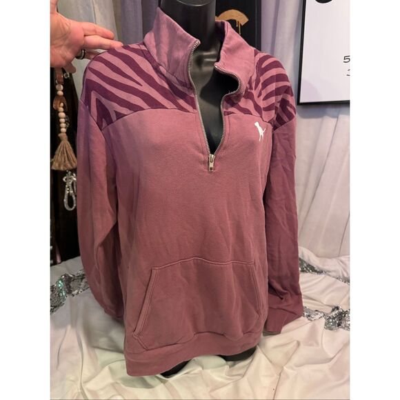 Victoria's Secret Tops - Victoria's Secret pink purple tie dye 1/4 quarter zip pullover sweatshirt xxl